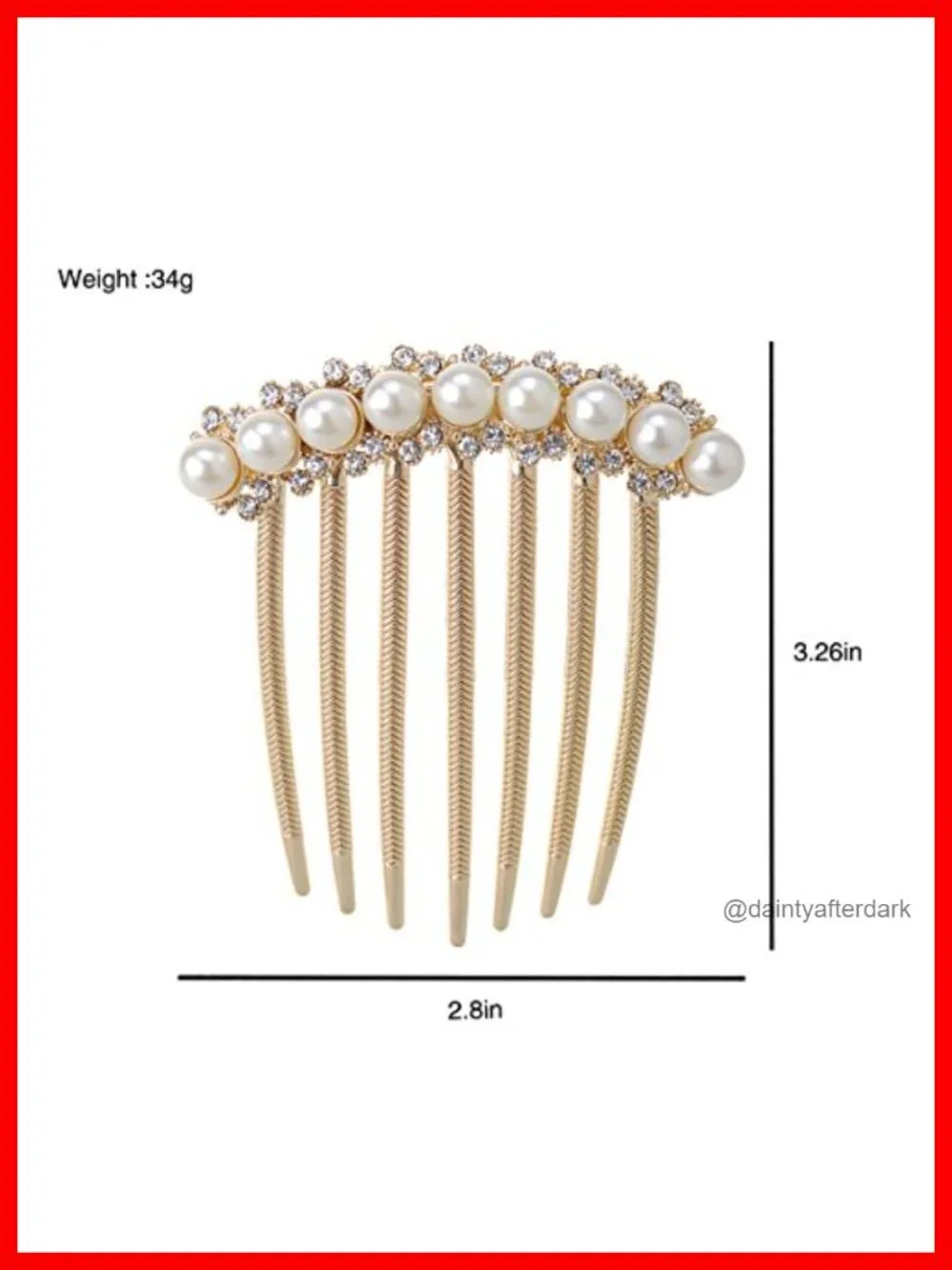 Bridal Rhinestone Pearl Crystal Hair Comb - Claw Hairpin